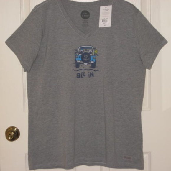 Life Is Good Tops - NWT Life is Good XL Crusher Vee Top All In ATV SS V Neck Heather Gray Grey